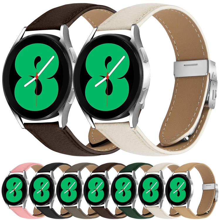 20mm Lychee Texture Silver Turtle Back Buckle Leather Watch Band(Coffee Color) - free shipping - PMC TechLife - Order now!