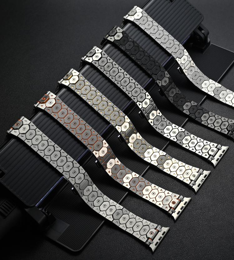 For Apple Watch 46mm / 49mm / 45mm / 44mm Octagonal Stainless Steel  Watch(Silver Inter Orange) - free shipping - PMC TechLife - Order now!