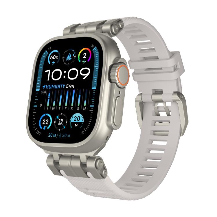 For Apple Watch 46mm / 49mm / 45mm / 44mm H016 Functional Series Twill Texture TPU Watch Band(Titanium Starlight) - free shipping - PMC TechLife - Order now!