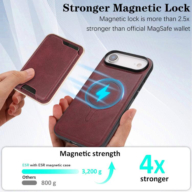 For iPhone 17 Air Kalebol Slim MagSafe Ring Magnetic Card Bag Leather Phone Case(Red) - iPhone 17 Air Cases by Kalebol | Online Shopping South Africa | PMC TechLife | Buy Now Pay Later Mobicred