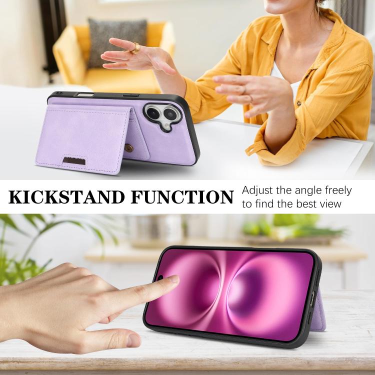 For iPhone 17 Kalebol Strong MagSafe Magnetic Two-Fold Card Bag Leather Phone Case(Purple) - iPhone 17 Cases by Kalebol | Online Shopping South Africa | PMC TechLife | Buy Now Pay Later Mobicred
