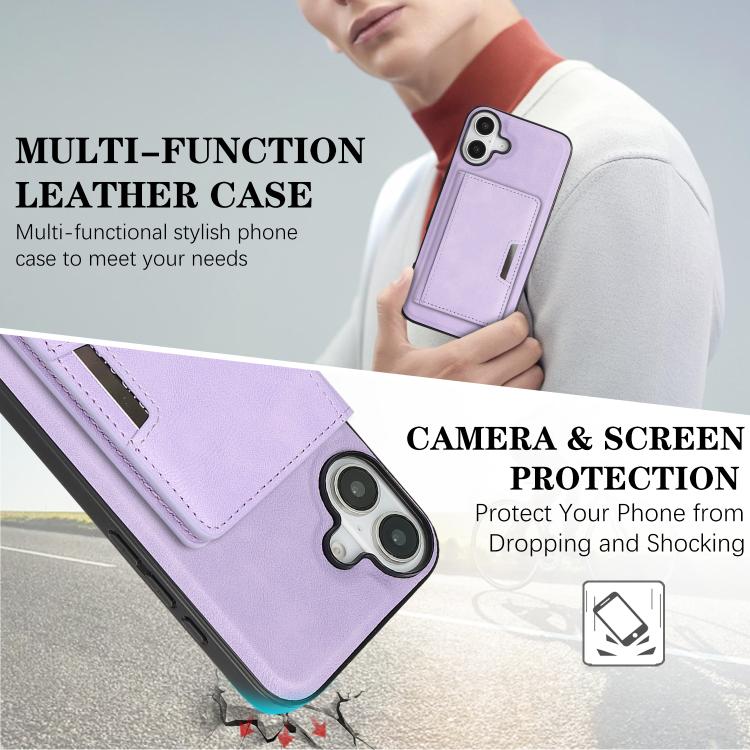 For iPhone 17 Kalebol Strong MagSafe Magnetic Two-Fold Card Bag Leather Phone Case(Purple) - iPhone 17 Cases by Kalebol | Online Shopping South Africa | PMC TechLife | Buy Now Pay Later Mobicred