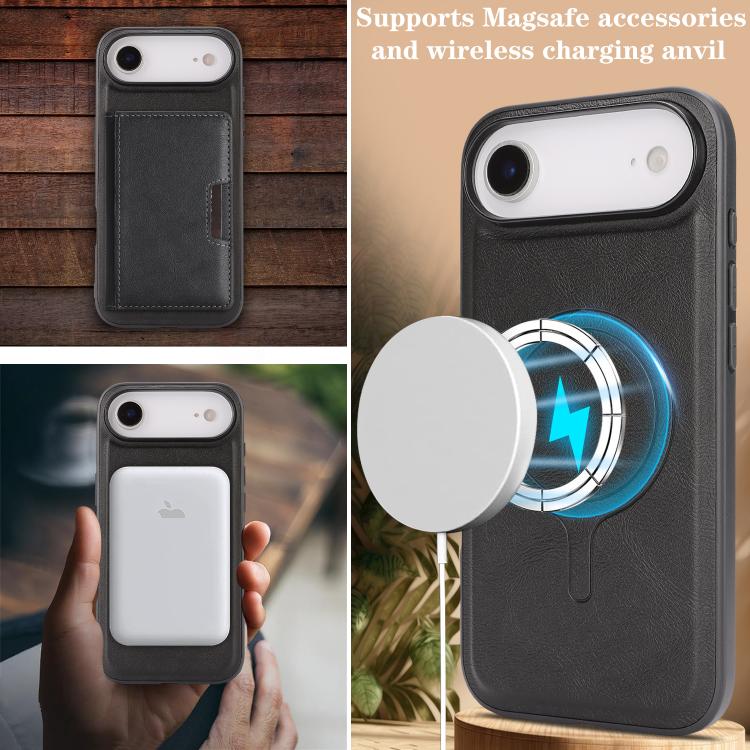 For iPhone 17 Air Kalebol Strong MagSafe Magnetic Two-Fold Card Bag Leather Phone Case(Black) - iPhone 17 Air Cases by Kalebol | Online Shopping South Africa | PMC TechLife | Buy Now Pay Later Mobicred