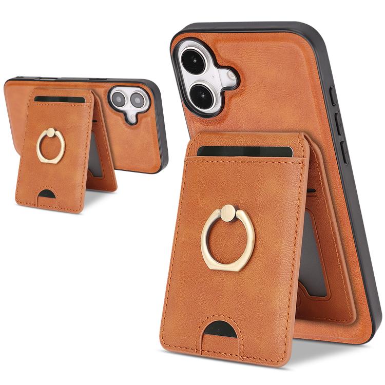 For iPhone 17 Kalebol Strong MagSafe Ring Magnetic Card Bag Holder Leather Phone Case(Brown) - iPhone 17 Cases by Kalebol | Online Shopping South Africa | PMC TechLife | Buy Now Pay Later Mobicred