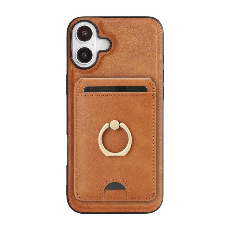 For iPhone 17 Kalebol Strong MagSafe Ring Magnetic Card Bag Holder Leather Phone Case(Brown) - iPhone 17 Cases by Kalebol | Online Shopping South Africa | PMC TechLife | Buy Now Pay Later Mobicred