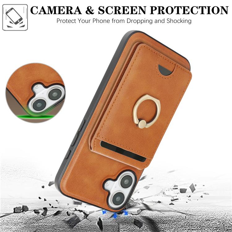For iPhone 17 Kalebol Strong MagSafe Ring Magnetic Card Bag Holder Leather Phone Case(Brown) - iPhone 17 Cases by Kalebol | Online Shopping South Africa | PMC TechLife | Buy Now Pay Later Mobicred