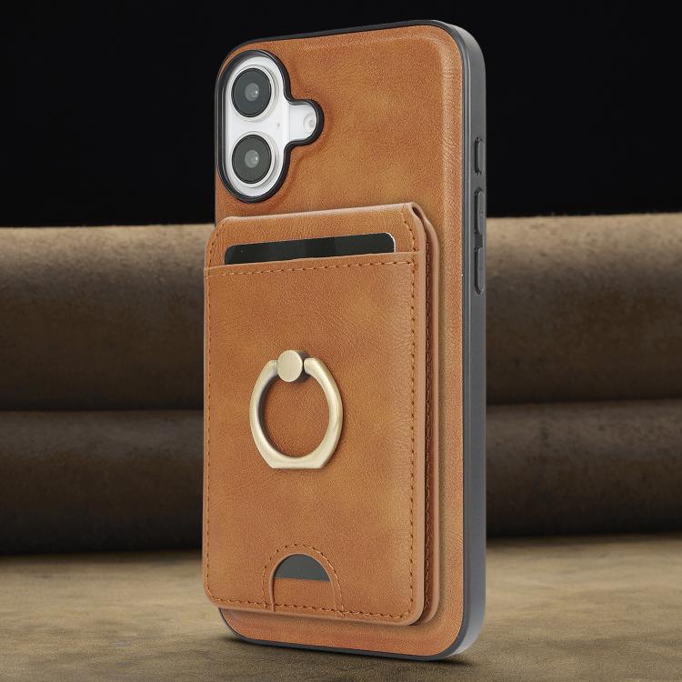For iPhone 17 Kalebol Strong MagSafe Ring Magnetic Card Bag Holder Leather Phone Case(Brown) - iPhone 17 Cases by Kalebol | Online Shopping South Africa | PMC TechLife | Buy Now Pay Later Mobicred