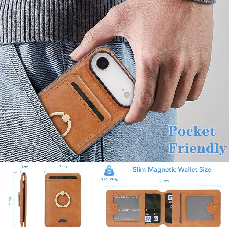 For iPhone 17 Air Kalebol Strong MagSafe Ring Magnetic Card Bag Holder Leather Phone Case(Brown) - iPhone 17 Air Cases by Kalebol | Online Shopping South Africa | PMC TechLife | Buy Now Pay Later Mobicred