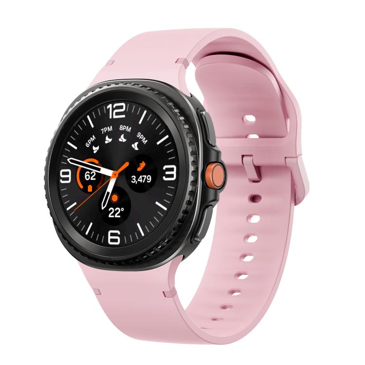 For Samsung Galaxy Watch8 / Watch8 Classic Solid Color Stitched Silicone Watch Band, Size:S(Light Pink) - free shipping - PMC TechLife - Order now!
