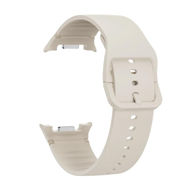 For Samsung Galaxy Watch8 / Watch8 Classic Solid Color Stitched Silicone Watch Band, Size:M(Beige) - free shipping - PMC TechLife - Order now!