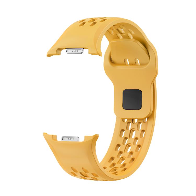 For Samsung Galaxy Watch8 / Watch8 Classic Hole Style Black Reverse Buckle Silicone Watch Band(Yellow) - free shipping - PMC TechLife - Order now!