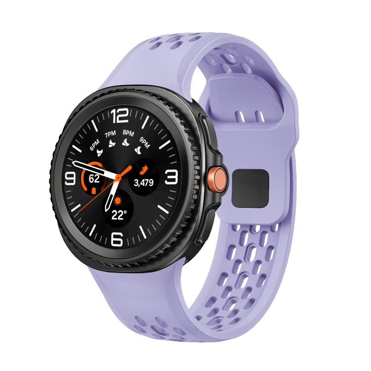 For Samsung Galaxy Watch8 / Watch8 Classic Hole Style Black Reverse Buckle Silicone Watch Band(Purple) - free shipping - PMC TechLife - Order now!