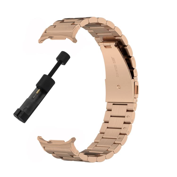 For Samsung Galaxy Watch8 / Watch8 Classic Three Beads Stainless Steel Watch Band with Removal Tool(Rose Gold) - free shipping - PMC TechLife - Order now!