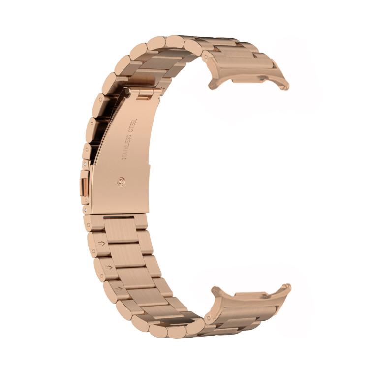For Samsung Galaxy Watch8 / Watch8 Classic Three Beads Stainless Steel Watch Band with Removal Tool(Rose Gold) - free shipping - PMC TechLife - Order now!