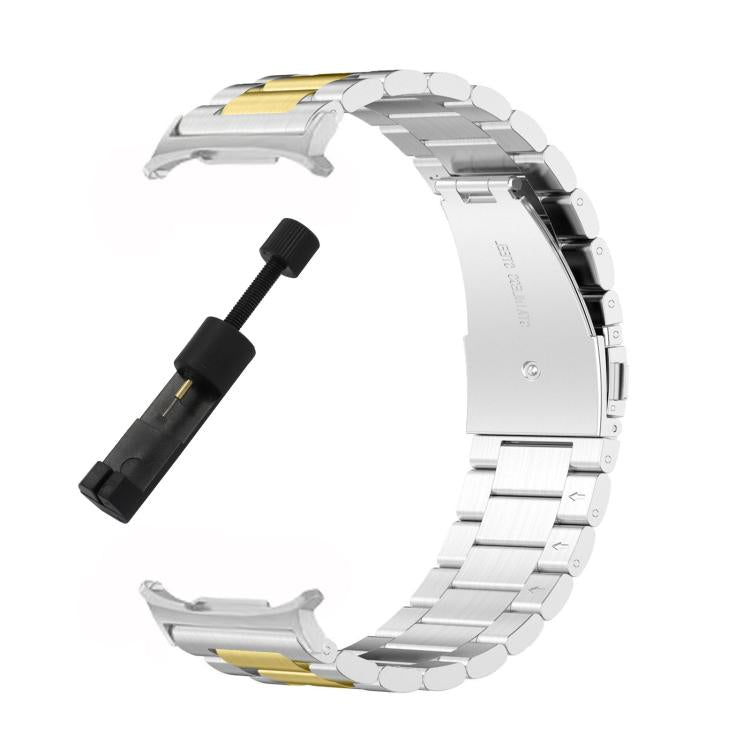 For Samsung Galaxy Watch8 / Watch8 Classic Three Beads Stainless Steel Watch Band with Removal Tool(Silver Gold) - free shipping - PMC TechLife - Order now!