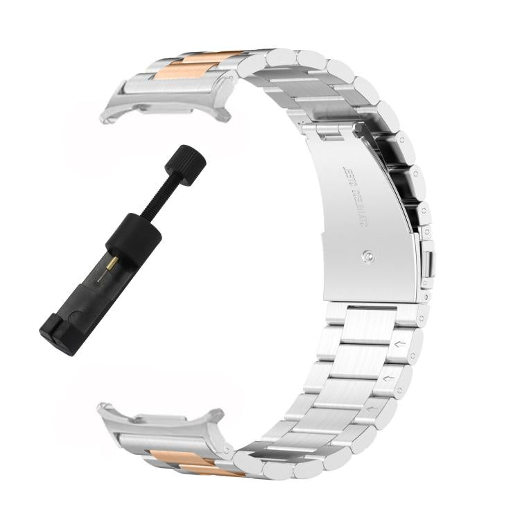 For Samsung Galaxy Watch8 / Watch8 Classic Three Beads Stainless Steel Watch Band with Removal Tool(Silver Rose Gold) - free shipping - PMC TechLife - Order now!