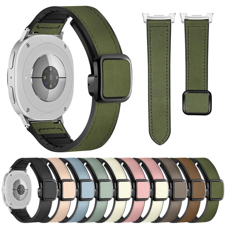 For Samsung Galaxy Watch8 / Watch8 Classic Square Magnetic Buckle Leather Skin Silicone Watch Band(Black) - free shipping - PMC TechLife - Order now!