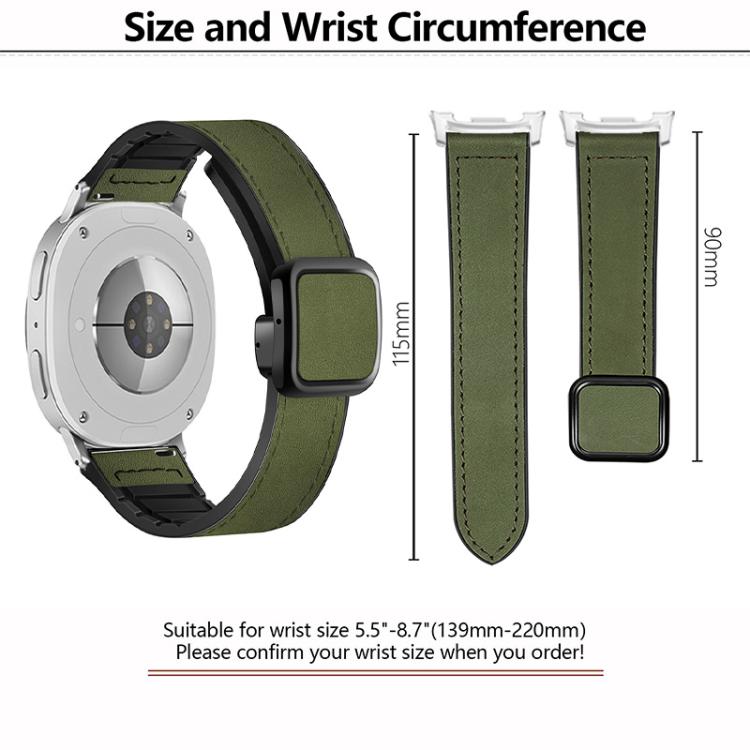 For Samsung Galaxy Watch8 / Watch8 Classic Square Magnetic Buckle Leather Skin Silicone Watch Band(Crazy Horse Dark Brown) - free shipping - PMC TechLife - Order now!