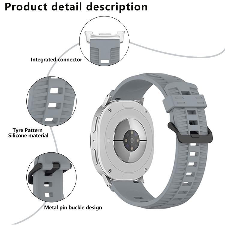 For Samsung Galaxy Watch8 / Watch8 Classic Tire Texture Silicone Watch Band(Black) - free shipping - PMC TechLife - Order now!