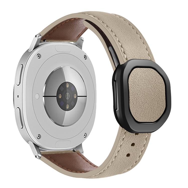 For Samsung Galaxy Watch8 / Watch8 Classic Magnetic Fold Genuine Buckle Leather Watch Band(Apricot) - free shipping - PMC TechLife - Order now!