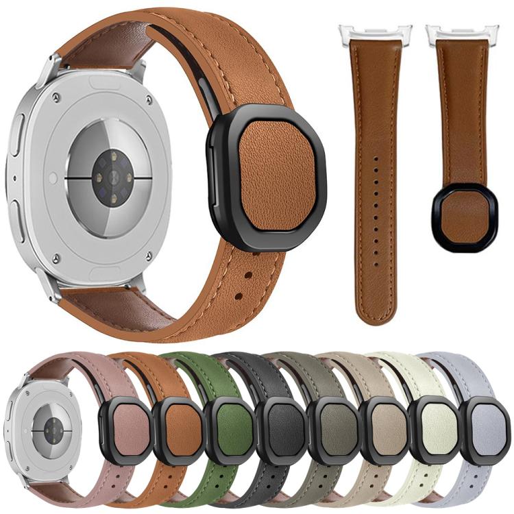 For Samsung Galaxy Watch8 / Watch8 Classic Magnetic Fold Genuine Buckle Leather Watch Band(Apricot) - free shipping - PMC TechLife - Order now!