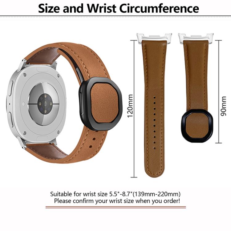 For Samsung Galaxy Watch8 / Watch8 Classic Magnetic Fold Genuine Buckle Leather Watch Band(Apricot) - free shipping - PMC TechLife - Order now!