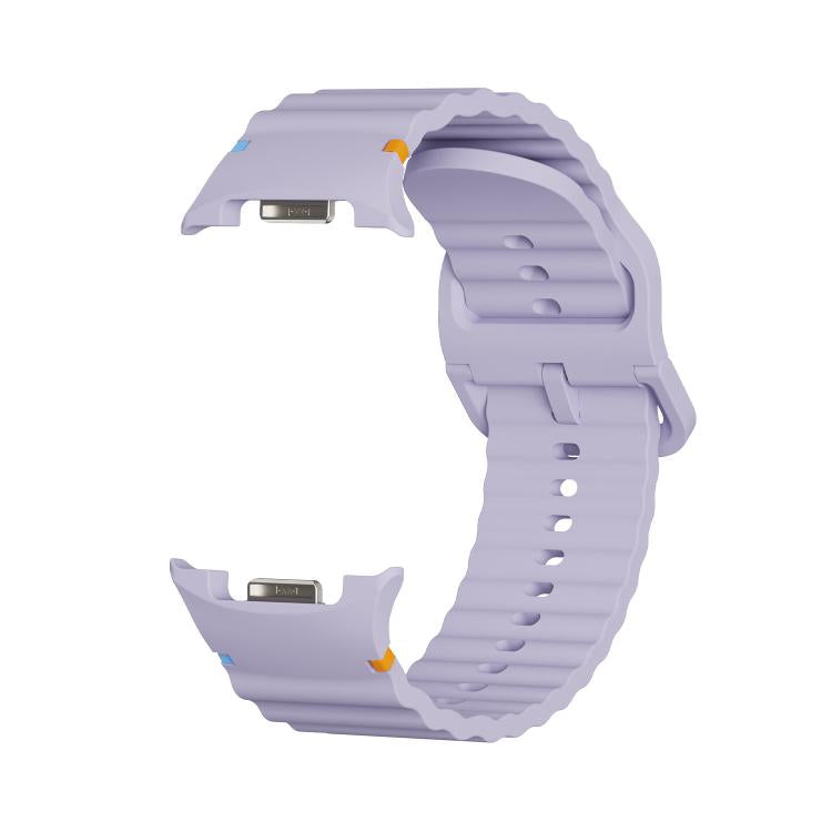 For Samsung Galaxy Watch8 40mm Rhombic Texture Bezel and Wavy Grain Stitched Color Buckle Silicone Watch Band(Purple Silver) - free shipping - PMC TechLife - Order now!