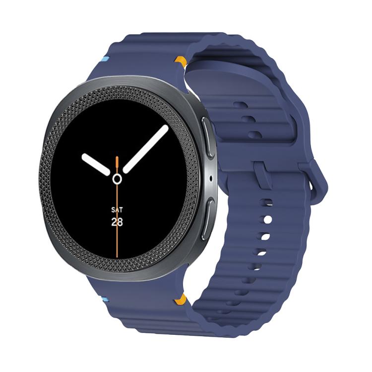 For Samsung Galaxy Watch8 40mm Rhombic Texture Bezel and Wavy Grain Stitched Color Buckle Silicone Watch Band(Midnight Blue Black) - free shipping - PMC TechLife - Order now!