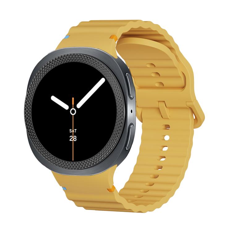 For Samsung Galaxy Watch8 40mm Rhombic Texture Bezel and Wavy Grain Stitched Color Buckle Silicone Watch Band(Yellow Black) - free shipping - PMC TechLife - Order now!