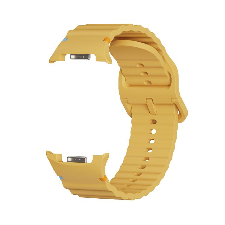 For Samsung Galaxy Watch8 40mm Rhombic Texture Bezel and Wavy Grain Stitched Color Buckle Silicone Watch Band(Yellow Black) - free shipping - PMC TechLife - Order now!