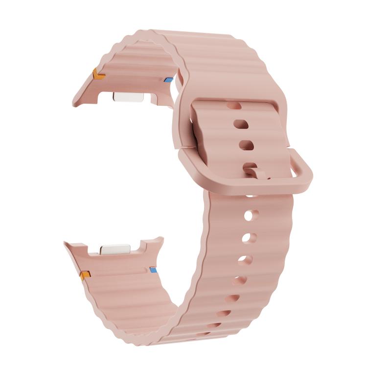 For Samsung Galaxy Watch8 40mm Rhombic Texture Bezel and Wavy Grain Stitched Color Buckle Silicone Watch Band(Pink Rose Gold) - free shipping - PMC TechLife - Order now!