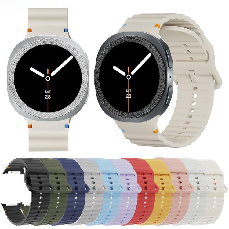 For Samsung Galaxy Watch8 40mm Rhombic Texture Bezel and Wavy Grain Stitched Color Buckle Silicone Watch Band(Midnight Blue Silver) - free shipping - PMC TechLife - Order now!