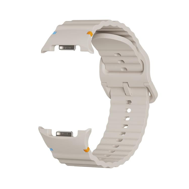 For Samsung Galaxy Watch8 44mm Speed Bezel and Wavy Grain Stitched Color Buckle Silicone Watch Band(Starlight Silver) - free shipping - PMC TechLife - Order now!