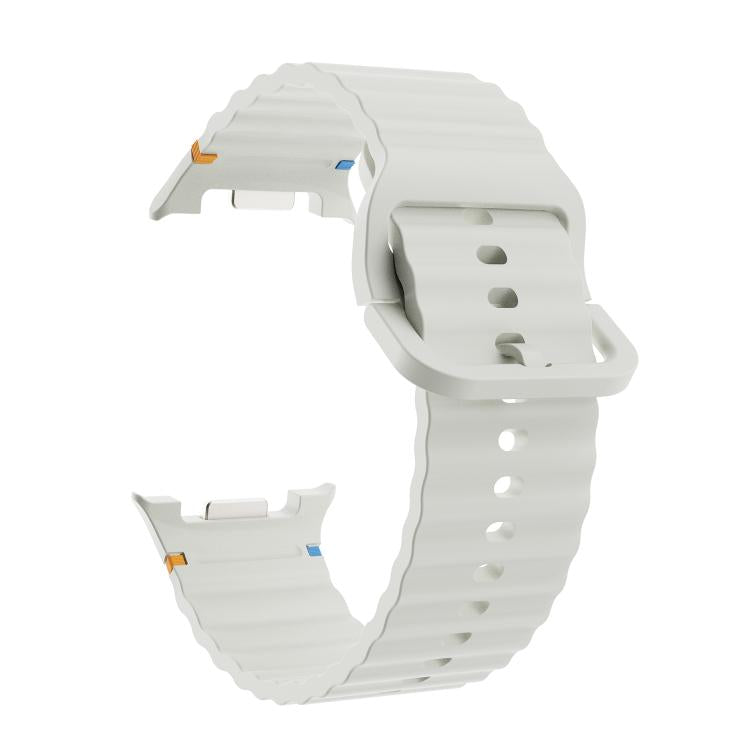 For Samsung Galaxy Watch8 44mm Speed Bezel and Wavy Grain Stitched Color Buckle Silicone Watch Band(Starlight Silver) - free shipping - PMC TechLife - Order now!