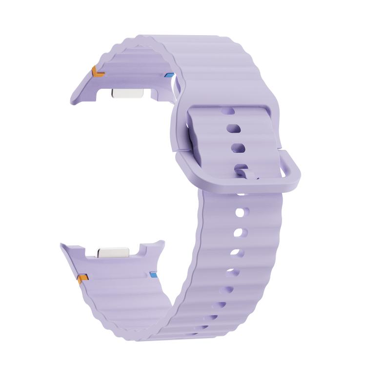 For Samsung Galaxy Watch8 44mm Speed Bezel and Wavy Grain Stitched Color Buckle Silicone Watch Band(Purple Silver) - free shipping - PMC TechLife - Order now!