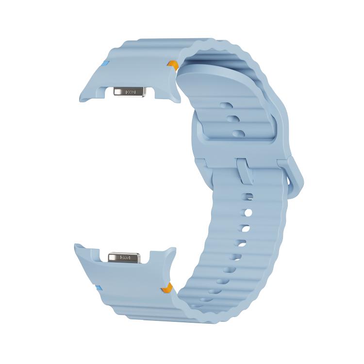 For Samsung Galaxy Watch8 44mm Speed Bezel and Wavy Grain Stitched Color Buckle Silicone Watch Band(Light Blue Silver) - free shipping - PMC TechLife - Order now!