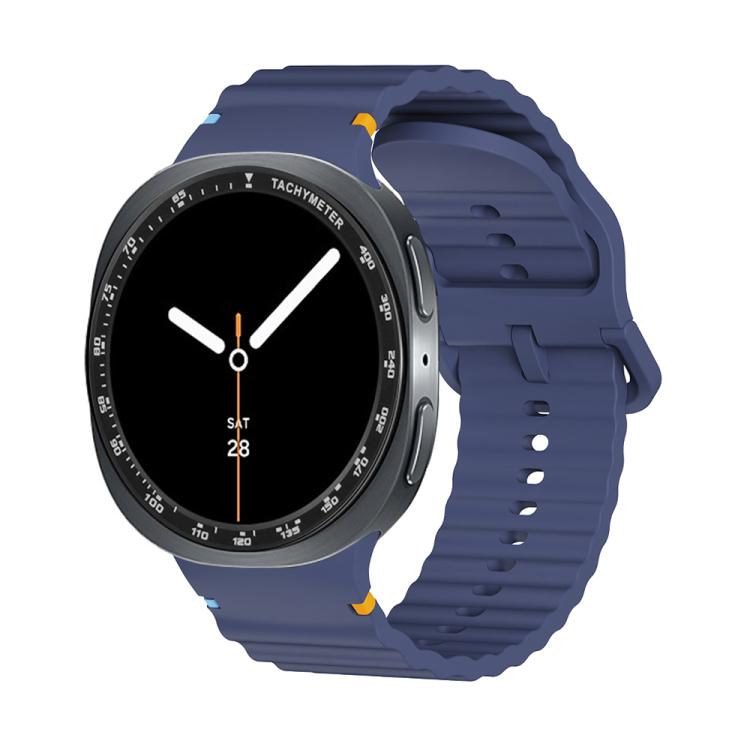 For Samsung Galaxy Watch8 44mm Speed Bezel and Wavy Grain Stitched Color Buckle Silicone Watch Band(Midnight Blue Black) - free shipping - PMC TechLife - Order now!