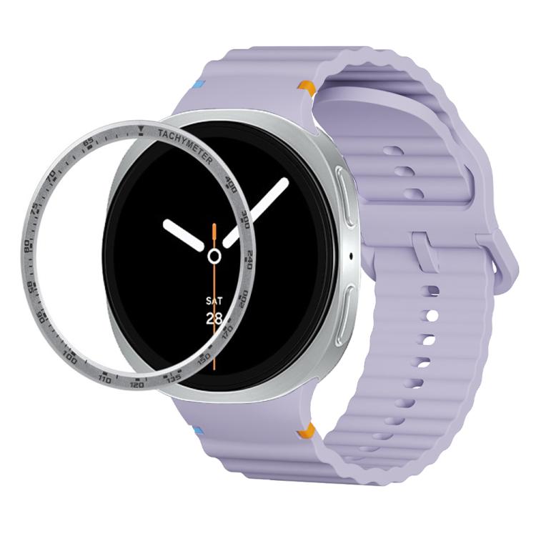 For Samsung Galaxy Watch8 40mm Speed Bezel and Wavy Grain Stitched Color Buckle Silicone Watch Band(Purple Silver) - free shipping - PMC TechLife - Order now!