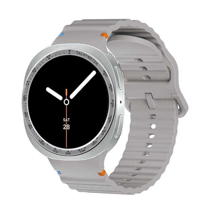 For Samsung Galaxy Watch8 40mm Speed Bezel and Wavy Grain Stitched Color Buckle Silicone Watch Band(Gray Silver) - free shipping - PMC TechLife - Order now!