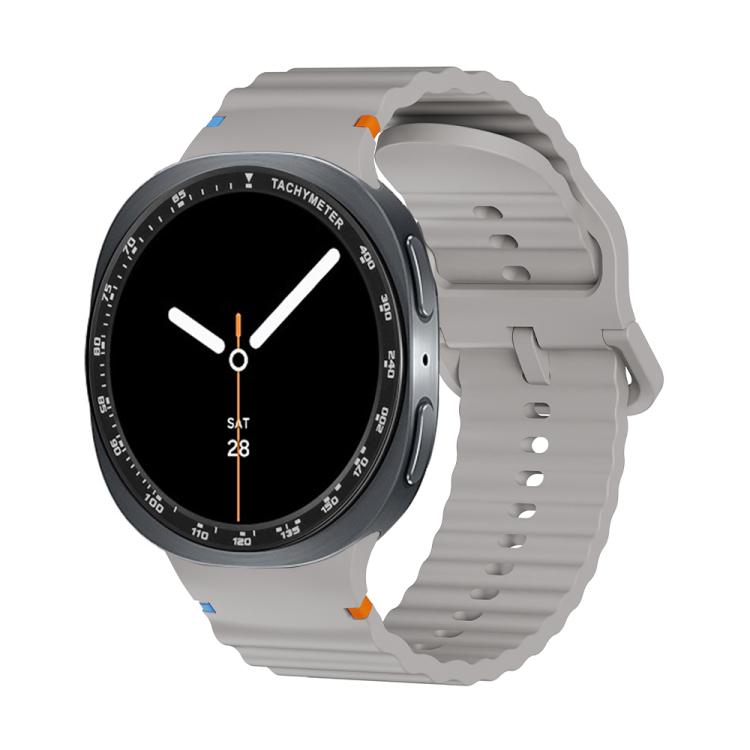 For Samsung Galaxy Watch8 40mm Speed Bezel and Wavy Grain Stitched Color Buckle Silicone Watch Band(Gray Black) - free shipping - PMC TechLife - Order now!