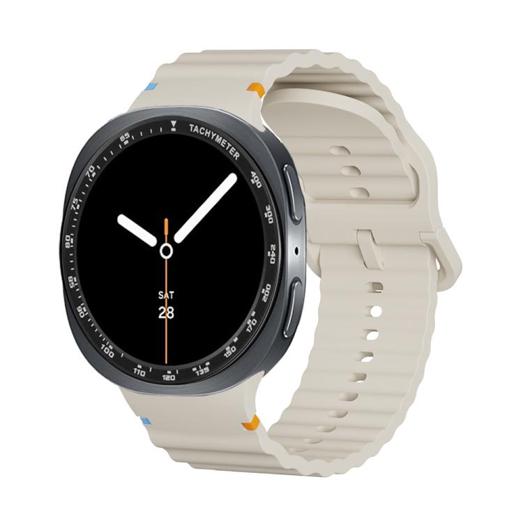 For Samsung Galaxy Watch8 40mm Speed Bezel and Wavy Grain Stitched Color Buckle Silicone Watch Band(Beige Black) - free shipping - PMC TechLife - Order now!