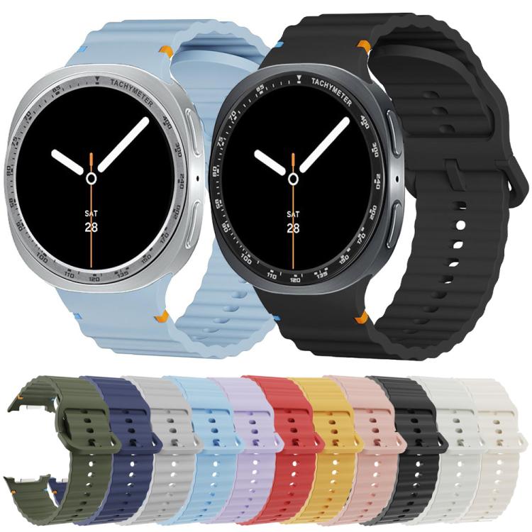 For Samsung Galaxy Watch8 44mm Speed Bezel and Wavy Grain Stitched Color Buckle Silicone Watch Band(Gray Silver) - free shipping - PMC TechLife - Order now!