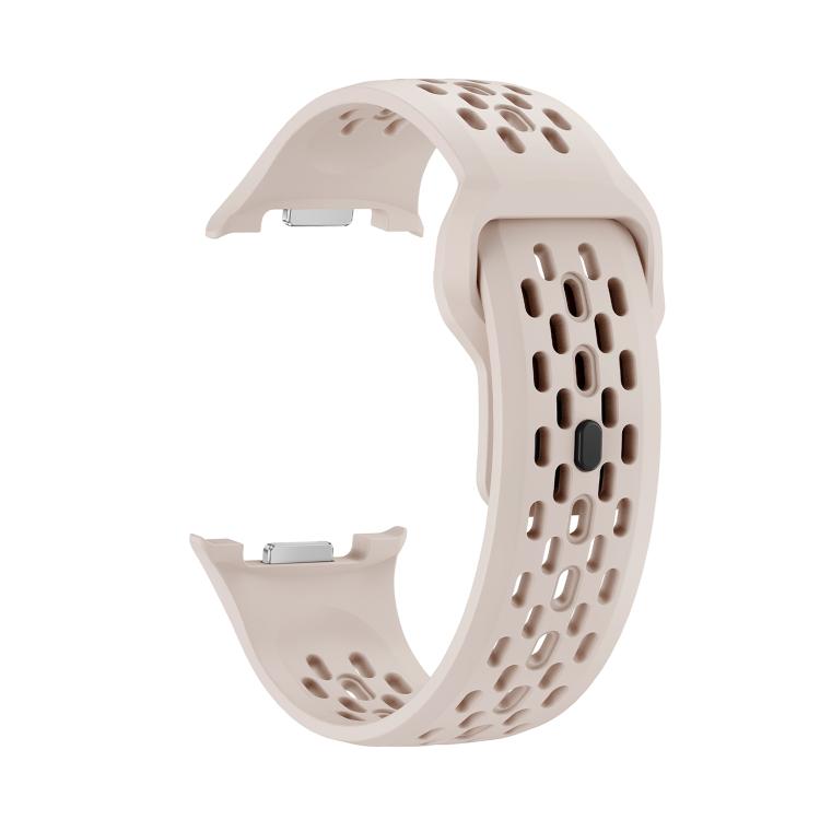 For Samsung Galaxy Watch8 44mm Rhombic Texture Bezel and Black Reverse Buckle Silicone Watch Band(Starlight Silver) - free shipping - PMC TechLife - Order now!