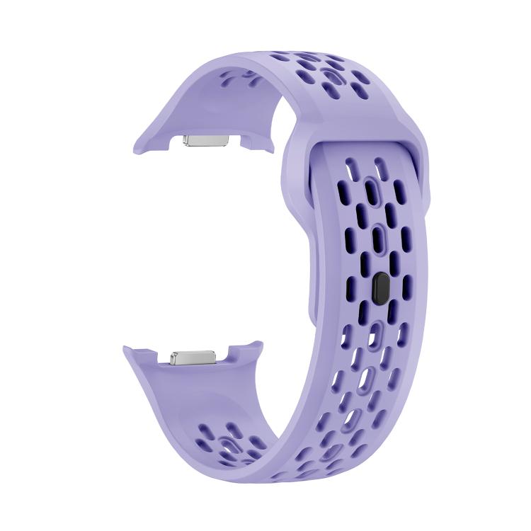 For Samsung Galaxy Watch8 44mm Rhombic Texture Bezel and Black Reverse Buckle Silicone Watch Band(Purple Silver) - free shipping - PMC TechLife - Order now!
