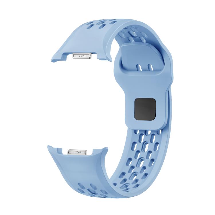 For Samsung Galaxy Watch8 44mm Rhombic Texture Bezel and Black Reverse Buckle Silicone Watch Band(Light Blue Silver) - free shipping - PMC TechLife - Order now!