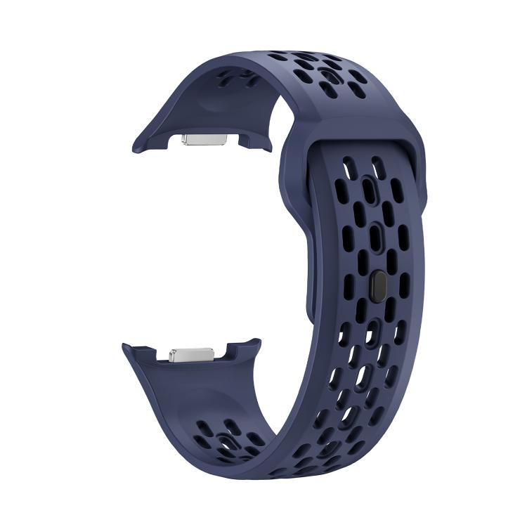 For Samsung Galaxy Watch8 44mm Rhombic Texture Bezel and Black Reverse Buckle Silicone Watch Band(Midnight Blue Silver) - free shipping - PMC TechLife - Order now!