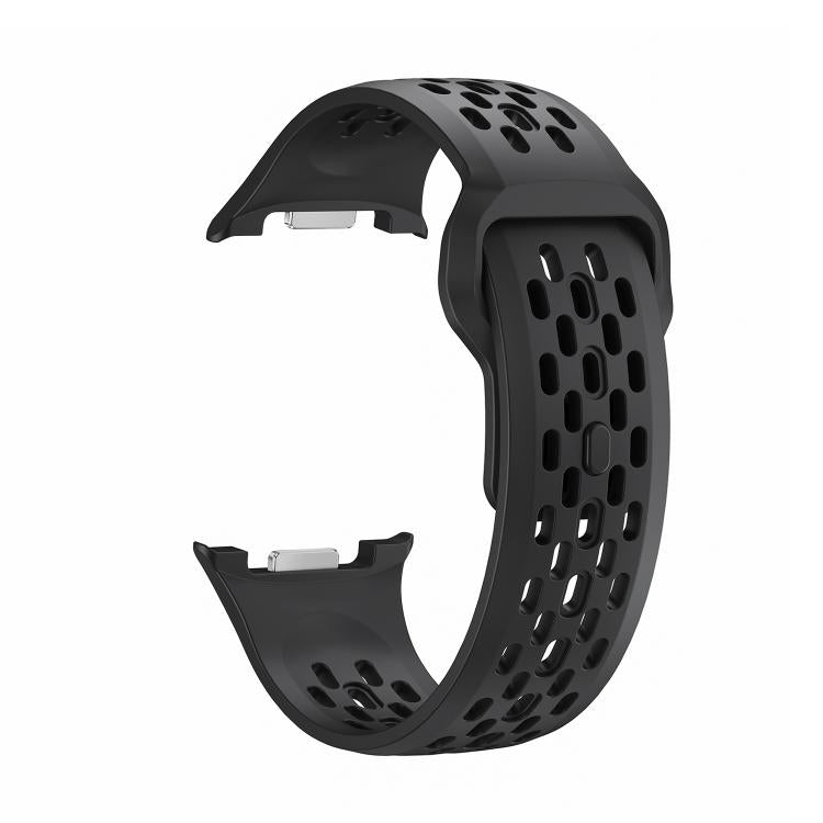 For Samsung Galaxy Watch8 44mm Rhombic Texture Bezel and Black Reverse Buckle Silicone Watch Band(Black Black) - free shipping - PMC TechLife - Order now!