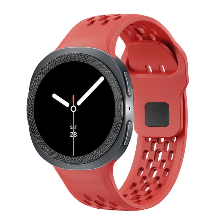 For Samsung Galaxy Watch8 44mm Rhombic Texture Bezel and Black Reverse Buckle Silicone Watch Band(Red Black) - free shipping - PMC TechLife - Order now!