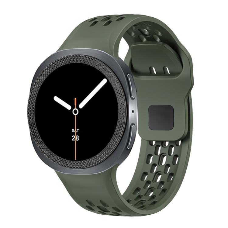 For Samsung Galaxy Watch8 44mm Rhombic Texture Bezel and Black Reverse Buckle Silicone Watch Band(Army Green Black) - free shipping - PMC TechLife - Order now!