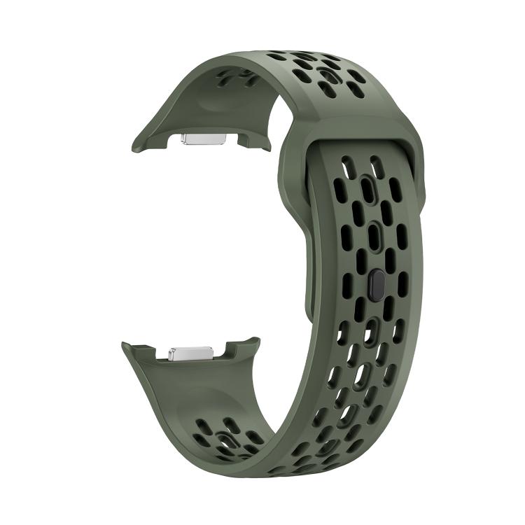 For Samsung Galaxy Watch8 44mm Rhombic Texture Bezel and Black Reverse Buckle Silicone Watch Band(Army Green Black) - free shipping - PMC TechLife - Order now!